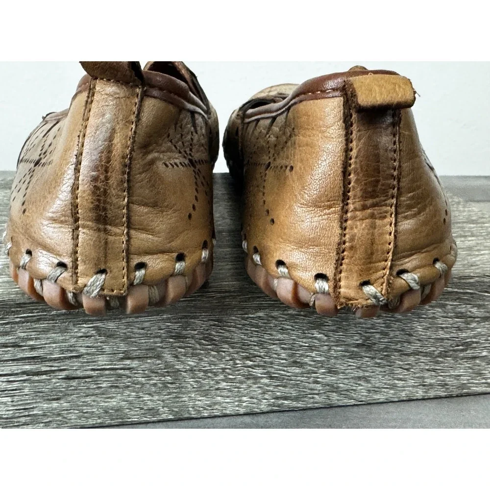 Spring Step Fusaro Tan Leather Laser Cut Perforated Loafer Shoe 7.5 - 8 - Picture 12 of 13